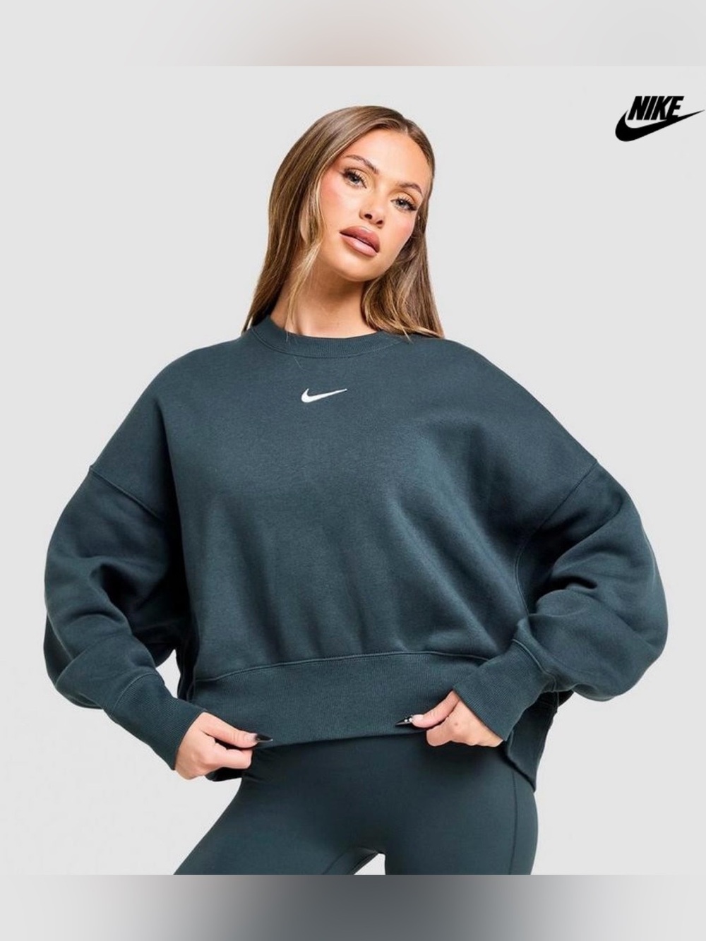 Nike Women's Sportswear Phoenix Fleece Oversized Crew Sweatshirt size L Teal